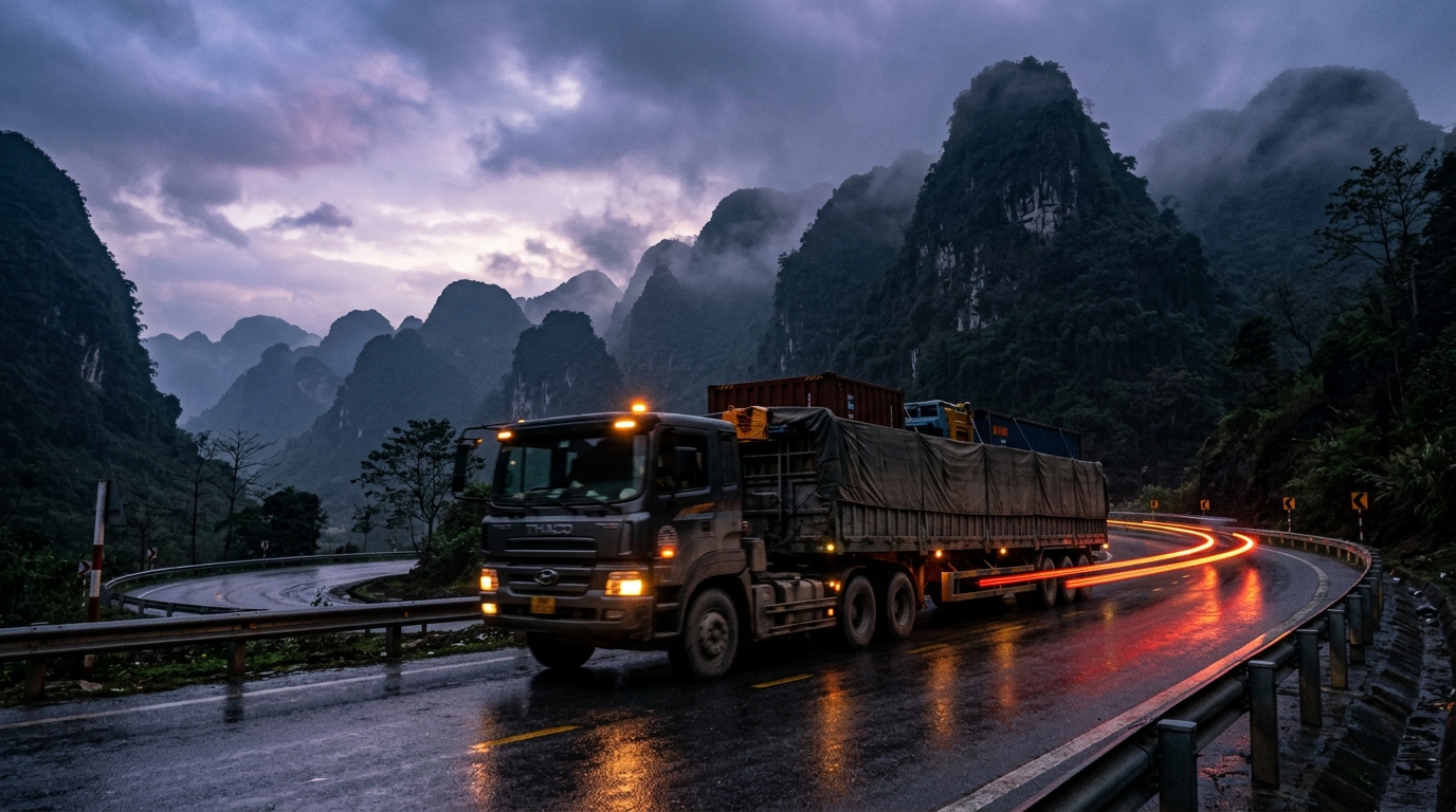 Hành lang vận tải miền núi Tây Bắc lúc chạng vạng